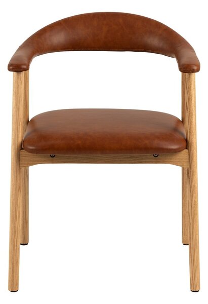 Sedia da pranzo marrone cognac/di colore naturale in similpelle Addi – Actona