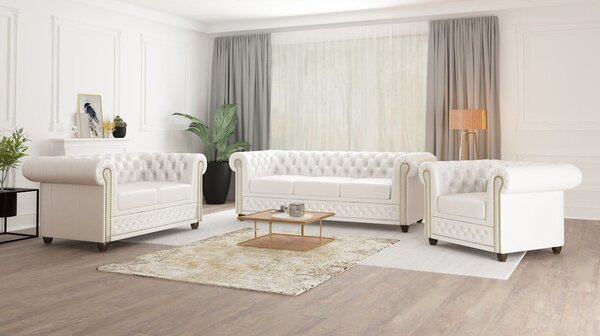 Divano letto bianco in similpelle 203 cm York - Ropez