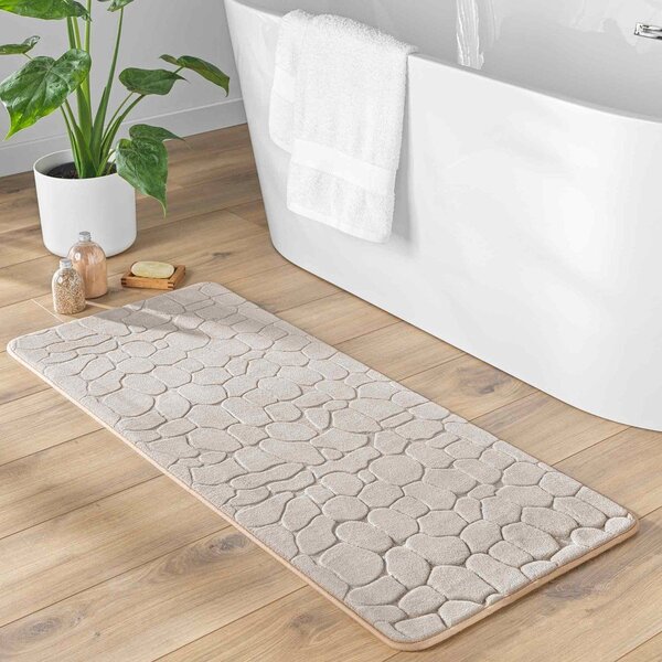 Tappetino per il bagno beige in tessuto 50x120 cm Ricochet – douceur d'intérieur