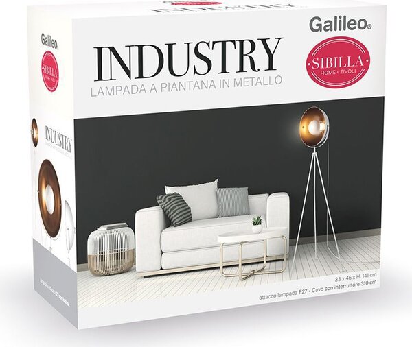 Galileo Lampada da Terra Moderna Stile Industriale Piantana colore Bianco - 5910790