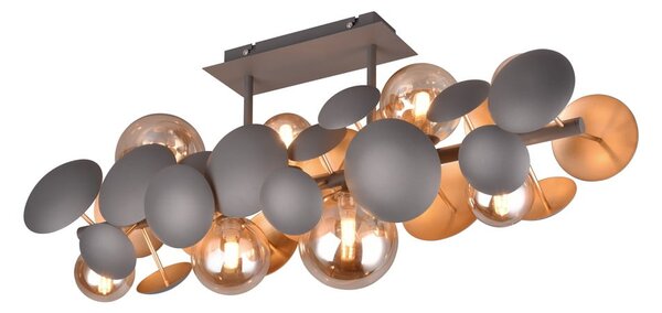 Lampada da soffitto con paralume in vetro grigio-oro 76x22 cm Bubble - Trio Select