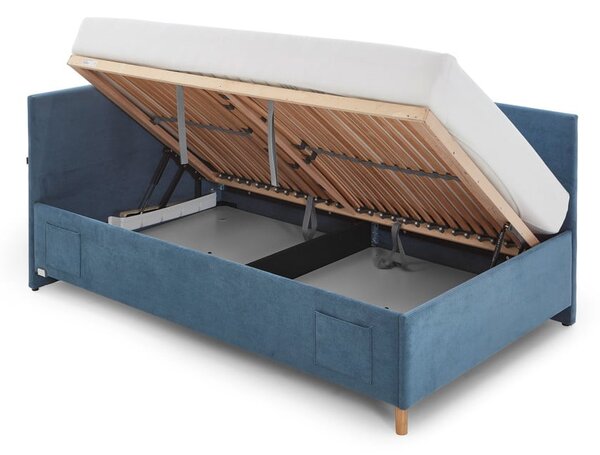 Letto da bambini con sponde blu imbottito con contenitore con rete inclusa 140x200 cm Cool – Meise Möbel