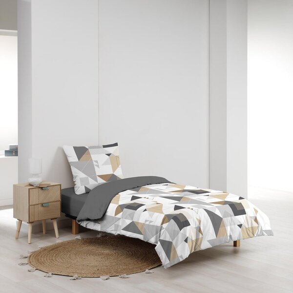 Biancheria da letto bianca/grigia in microfibra per letto singolo 140x200 cm Trigone – douceur d'intérieur