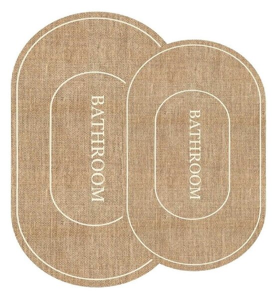 Tappetini da bagno marrone e crema in set da 2 60x90 cm Jute Look - Mila Home