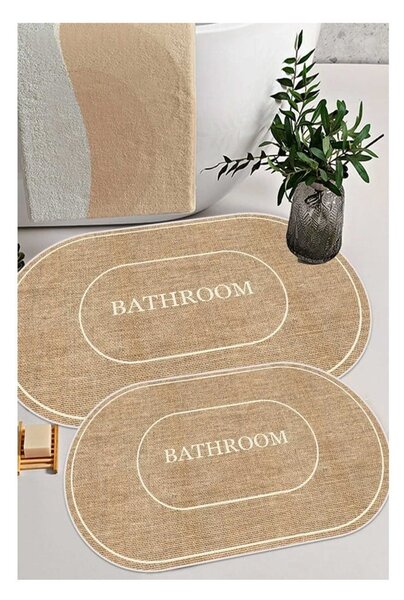 Tappetini da bagno marrone e crema in set da 2 60x90 cm Jute Look - Mila Home