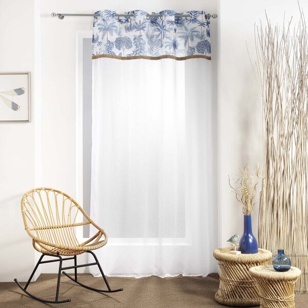 Tenda in voile bianco e blu 140x240 cm Amazonia - douceur d'intérieur