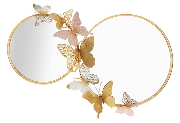 Specchio da parete con decoro Farfalle rosa-oro, 81 x 52,5 cm - Mauro Ferretti