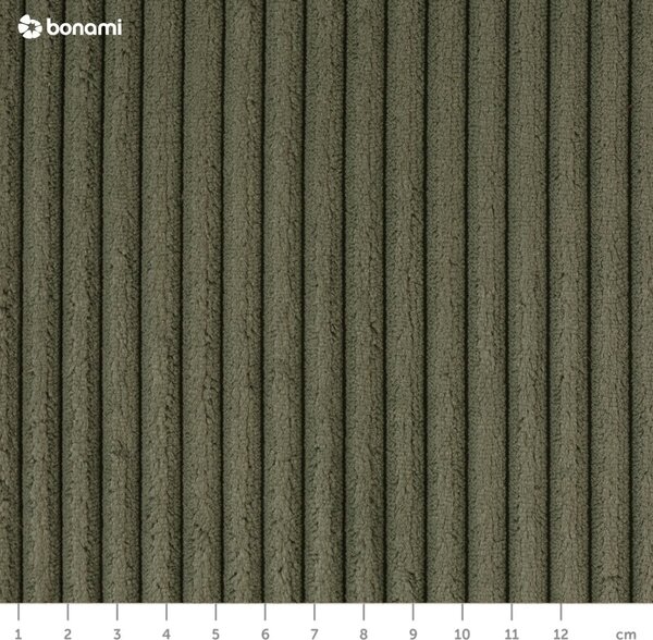 Divano angolare verde allungabile (con penisola a destra) con rivestimento in velluto a coste Tori – Bonami Selection