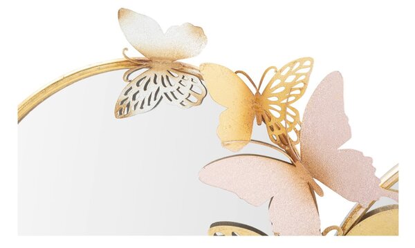 Specchio da parete con decoro Farfalle rosa-oro, 81 x 52,5 cm - Mauro Ferretti
