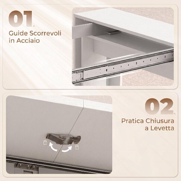 DecHome Tavolo Consolle Allungabile Design Moderno 48-240x90x78 cm colore Bianco
