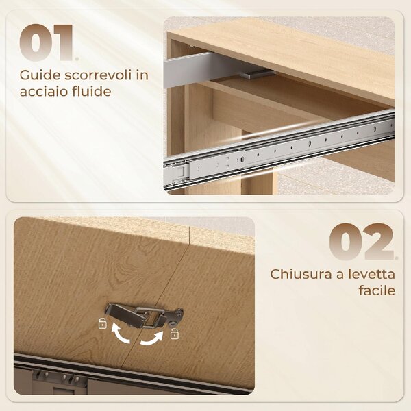 DecHome Tavolo Consolle Allungabile Design Moderno 48-240x90x78 cm colore Legno Chiaro