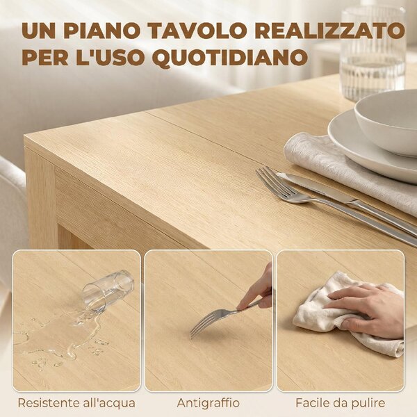 DecHome Tavolo Consolle Allungabile Design Moderno 48-240x90x78 cm colore Legno Chiaro