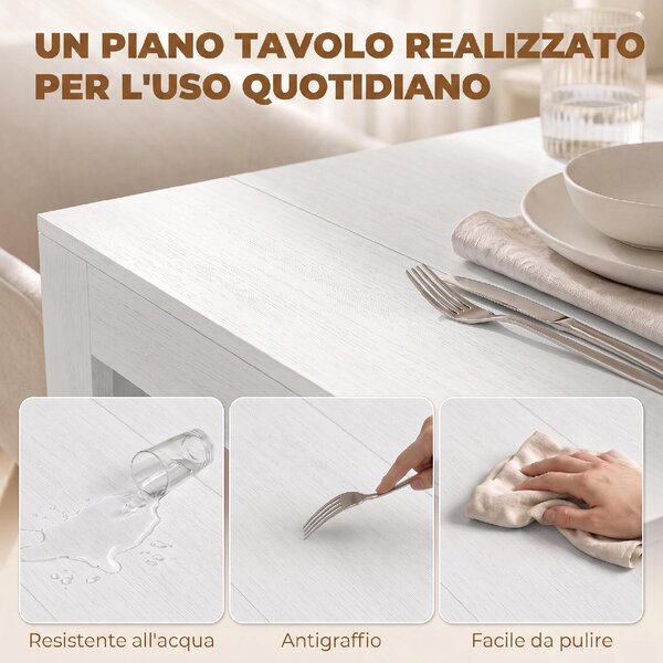 DecHome Tavolo Consolle Allungabile Design Moderno 48-240x90x78 cm colore Bianco