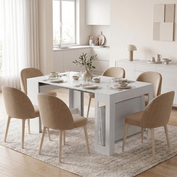 DecHome Tavolo Consolle Allungabile Design Moderno 48-240x90x78 cm colore Bianco