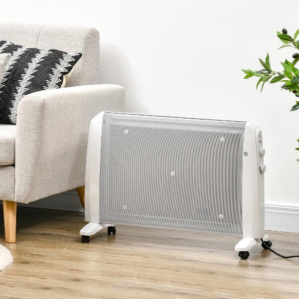 DecHome Termoconvettore Stufa Elettrica 1000W/2000W con Termostato Regolabile 4 Ruote 15-20 m colore Bianco