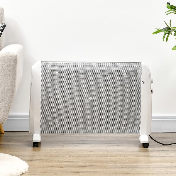 DecHome Termoconvettore Stufa Elettrica 1000W/2000W con Termostato Regolabile 4 Ruote 15-20 m colore Bianco