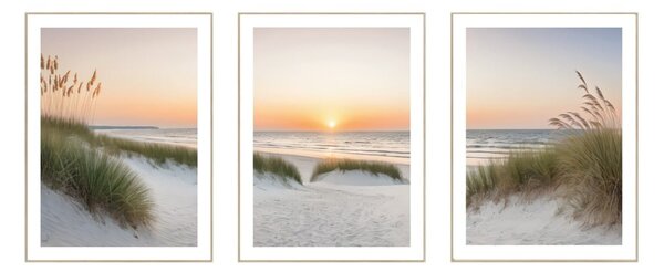 Quadri in set di 3 30x40 cm Sunrise on the Beach