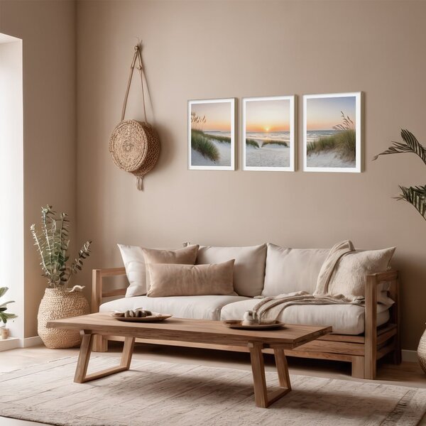Quadri in set di 3 30x40 cm Sunrise on the Beach