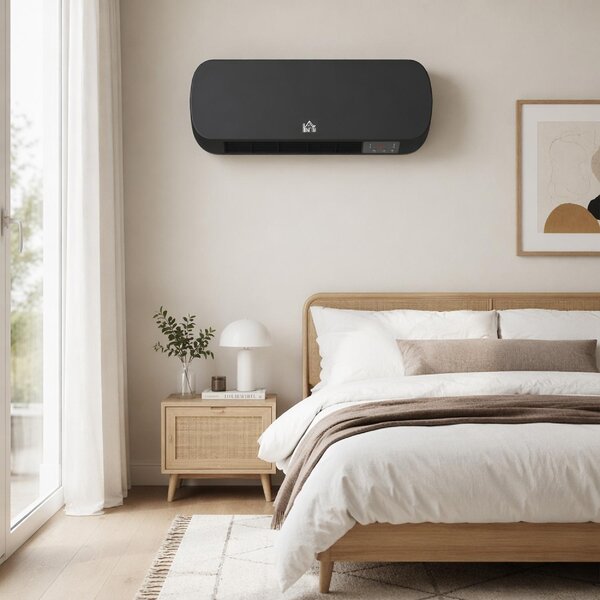 DecHome Termoventilatore da Parete Stufa Elettrica Potenza 2000W Temperatura Regolabile Telecomando Timer colore Nero