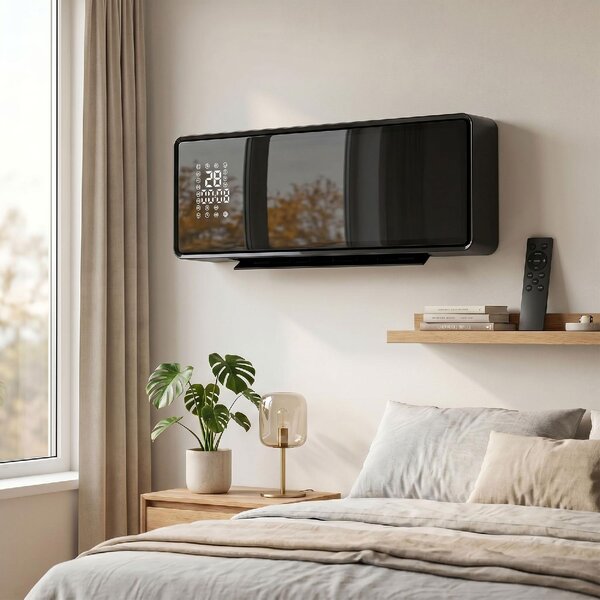 DecHome Termoventilatore da Parete Stufa Elettrica Ceramica Potenza 2000W Temperatura Regolabile Timer Telecomando colore Nero