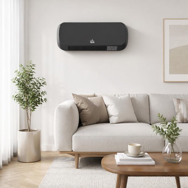 DecHome Termoventilatore da Parete Stufa Elettrica Potenza 2000W Temperatura Regolabile Telecomando Timer colore Nero