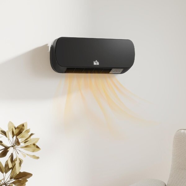 DecHome Termoventilatore da Parete Stufa Elettrica Potenza 2000W Temperatura Regolabile Telecomando Timer colore Nero