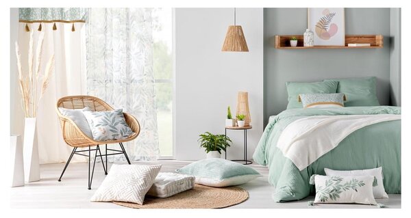 Set copripiumino e federa verde chiaro in mussola per letto matrimoniale/per letto esteso 240x220 cm Angelia – douceur d'intérieur