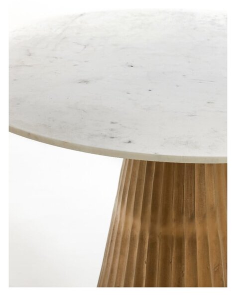 Tavolo da pranzo rotondo in bianco e bronzo con piano in marmo ø 100 cm Leyda - Light & Living