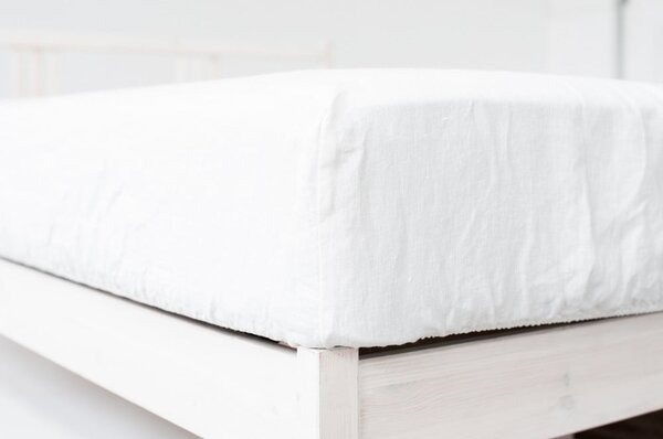 Lenzuolo bianco in lino con angoli 160x200 cm - Linen Tales