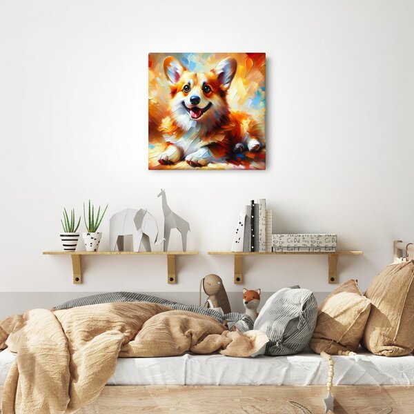Quadro su tela – Cagnolino allegro nei colori
