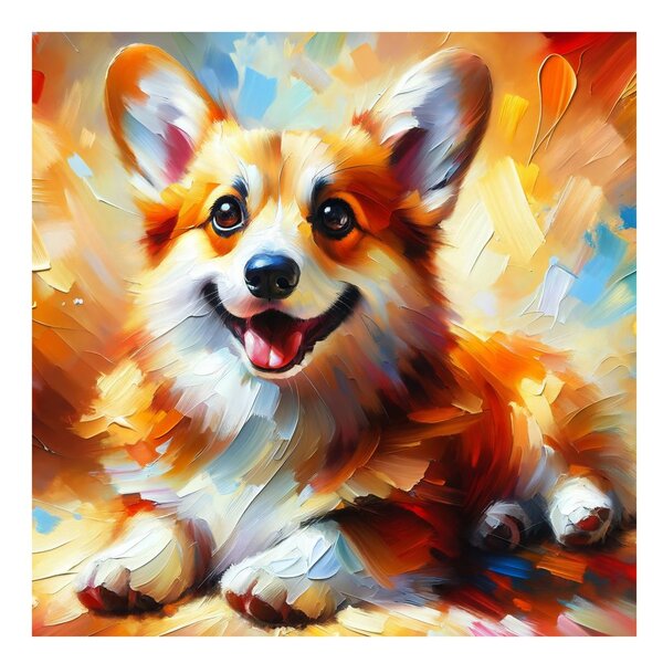 Quadro su tela – Cagnolino allegro nei colori