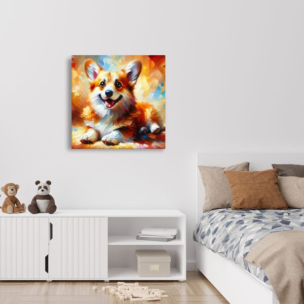 Quadro su tela – Cagnolino allegro nei colori