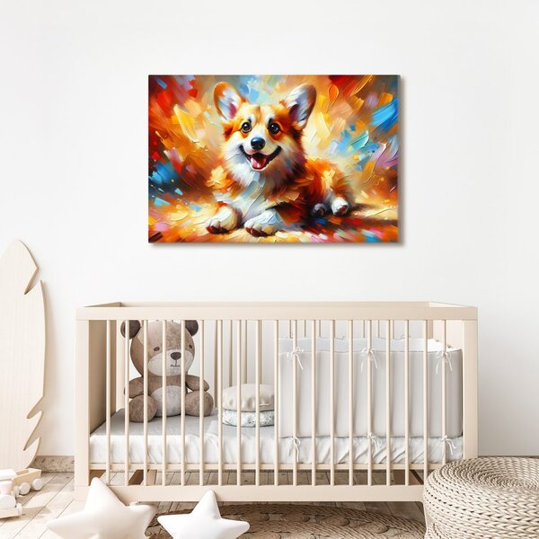 Quadro su tela – Cucciolo pieno di gioia