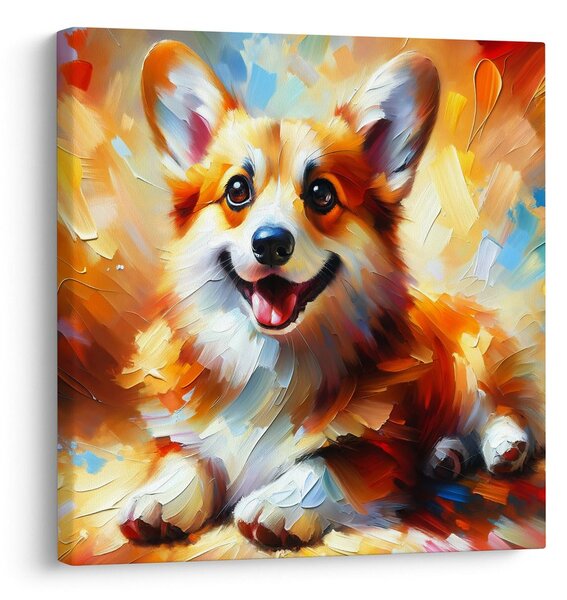 Quadro su tela – Cagnolino allegro nei colori