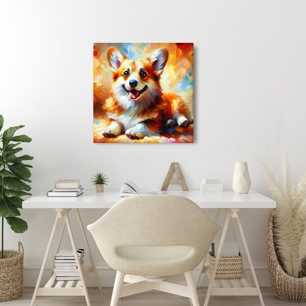 Quadro su tela – Cagnolino allegro nei colori