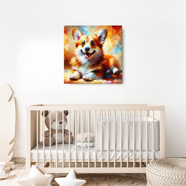 Quadro su tela – Cagnolino allegro nei colori