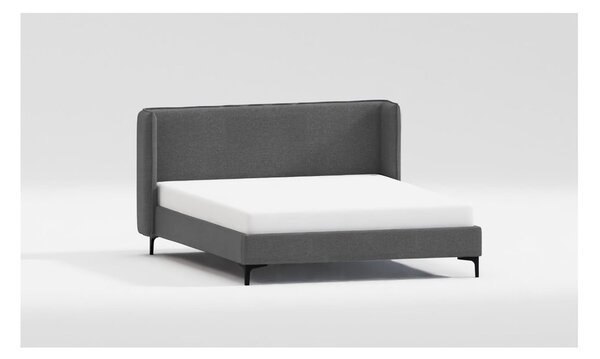 Letto matrimoniale imbottito grigio scuro con griglia 200x200 cm Basti - Ropez
