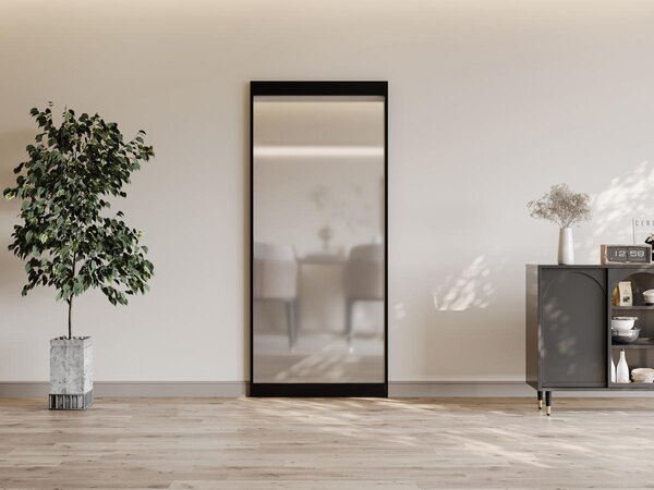Porta scorrevole con binario invisibile 93 x 210 cm Alluminio e Vetro temperato smerigliato - TORIPA