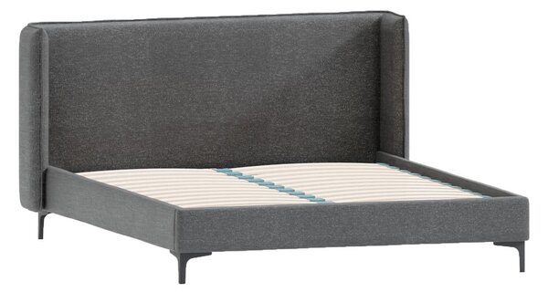 Letto matrimoniale imbottito grigio scuro con griglia 200x200 cm Basti - Ropez