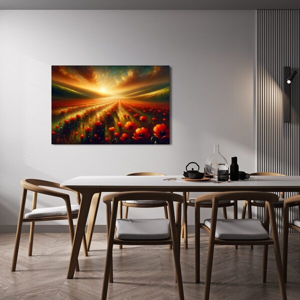 Quadro su tela – Tramonto sopra i papaveri