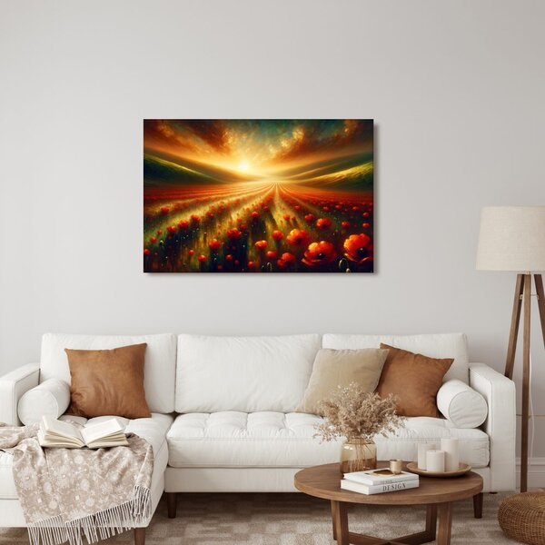 Quadro su tela – Tramonto sopra i papaveri