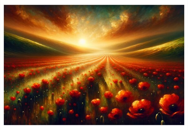 Quadro su tela – Tramonto sopra i papaveri