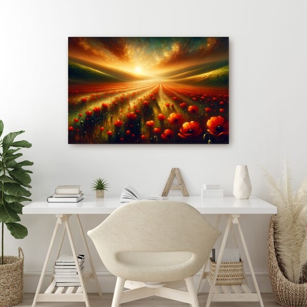 Quadro su tela – Tramonto sopra i papaveri