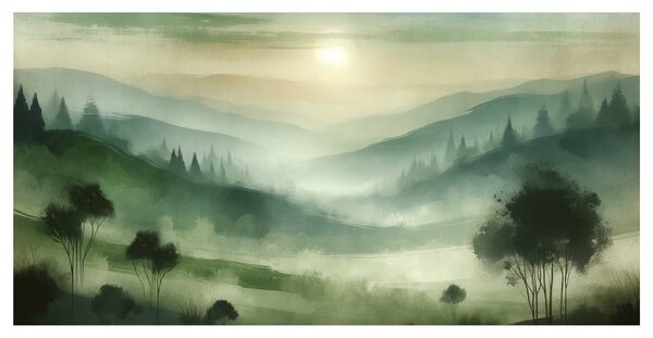 Quadro su tela – Alberi nella nebbia