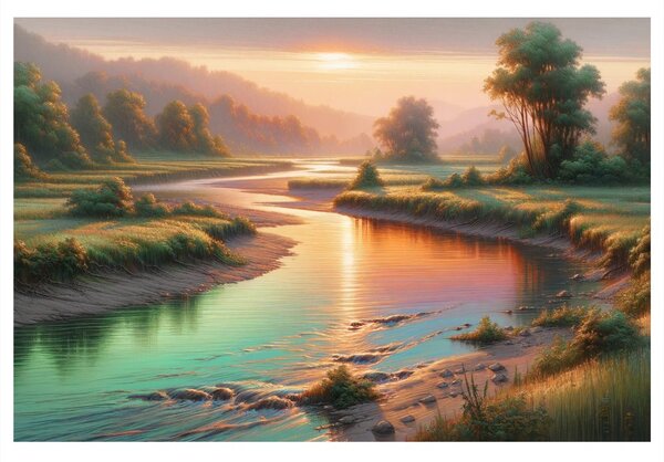 Quadro su tela – Fiume al crepuscolo
