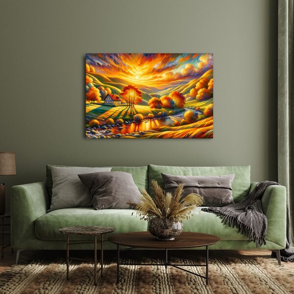 Quadro su tela – Paesaggio autunnale al tramonto