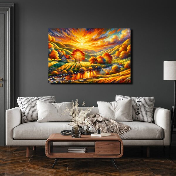 Quadro su tela – Paesaggio autunnale al tramonto