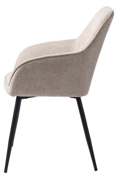 Sedia da pranzo beige in imbottito con braccioli Nolan – Unique Furniture