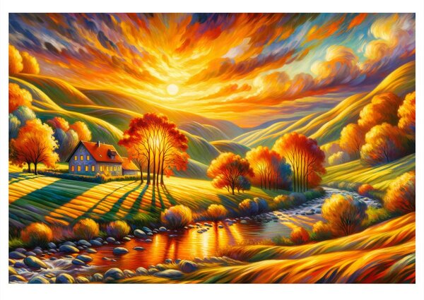 Quadro su tela – Paesaggio autunnale al tramonto
