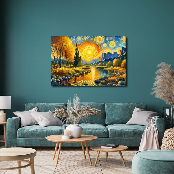 Quadro su tela – Sole sopra il fiume